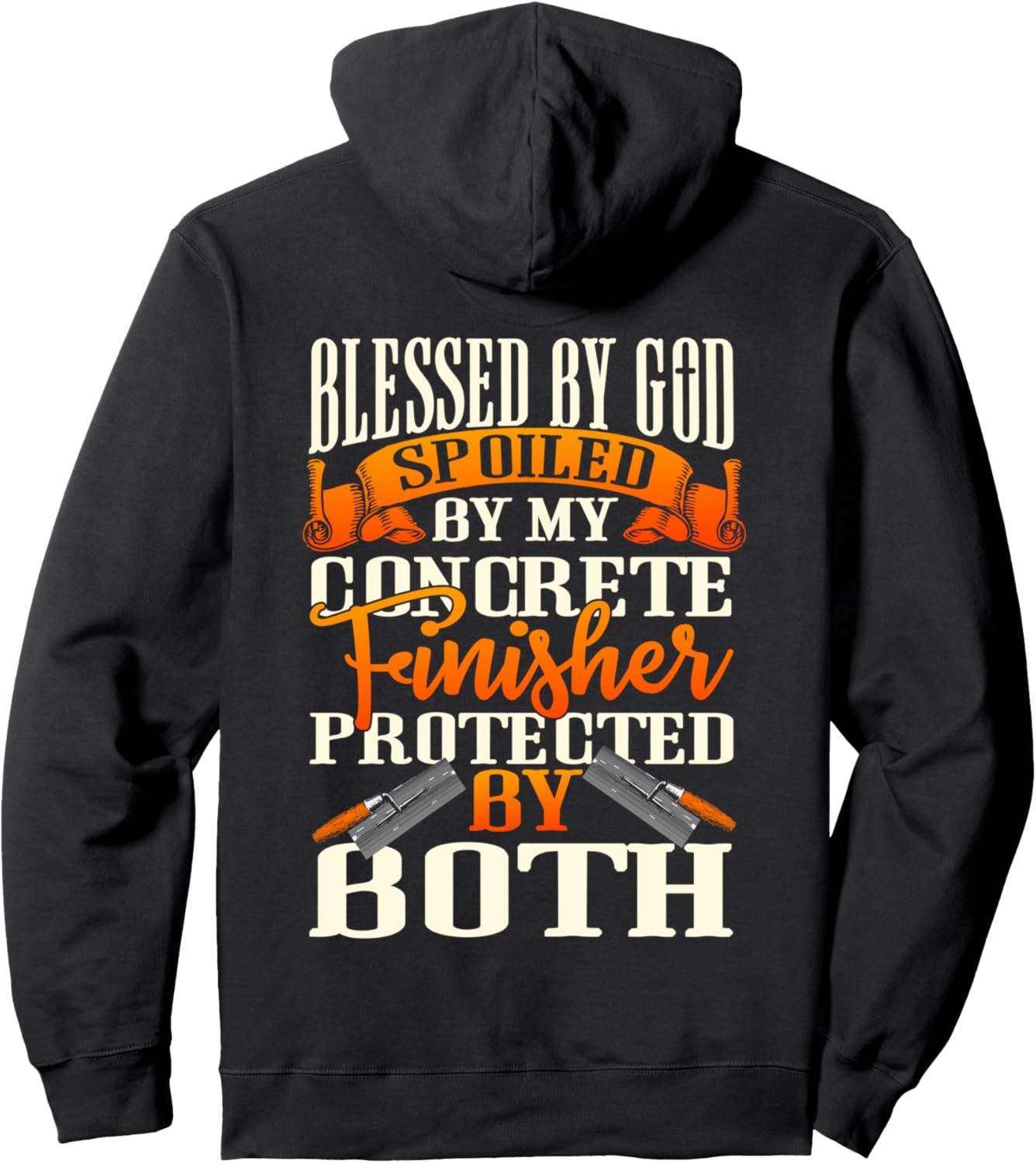 

Толстовка с рисунком на спине, выполненным женой бетонщика Concrete Finisher Gift, черный