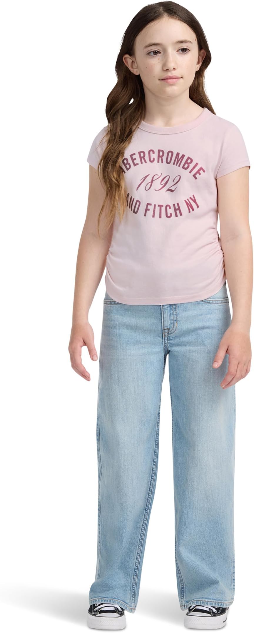 Футболка abercrombie kids ANF 1892 Ruched Tee, цвет Mauve Chalk W/Mesa Rose — фото 3