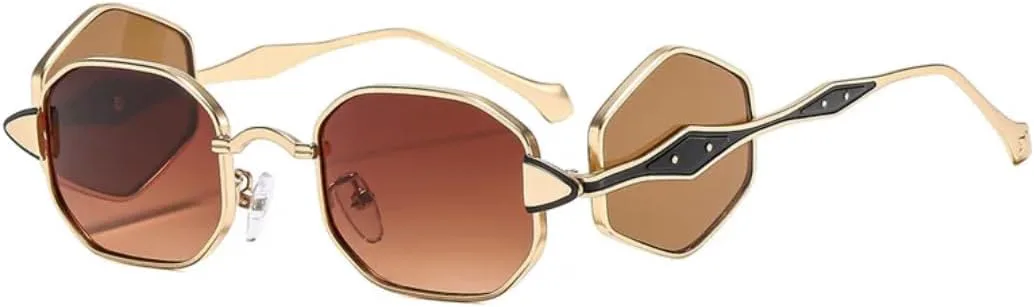 

Панк-солнцезащитные очки для женщин, сексуальные, с двойными линзами, металлическая оправа, градиентные линзы, защита от УФ-излучения UV400 HHZZYVY, Gold-brown.