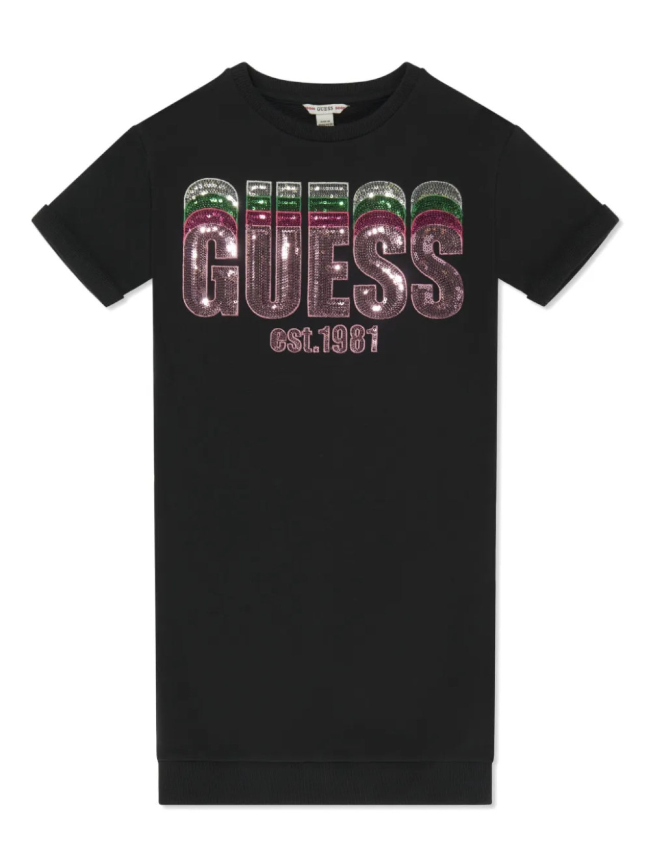 

Guess Kids детское платье с логотипом-нашивкой, черный