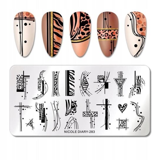 

Пластина для штампов для ногтей Leopard Zebra Nicole Diary-283, Frezarkowo