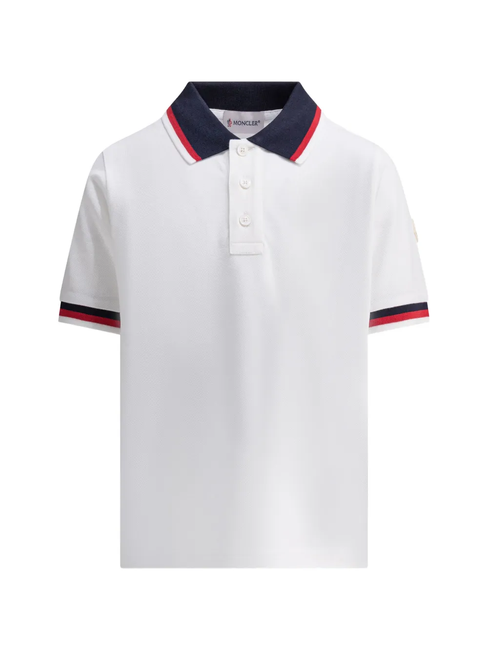 

Поло с полосатой отделкой Moncler Enfant, белый
