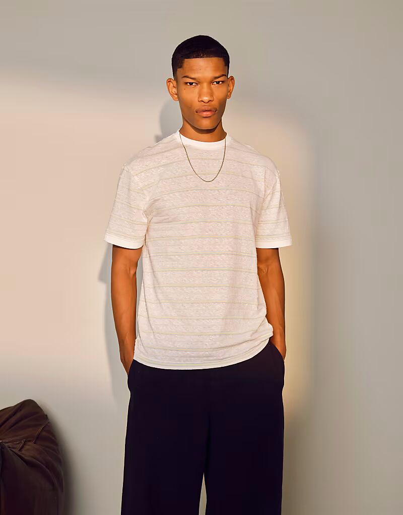 

Футболка Topman Regular Fit в полоску цвета экрю