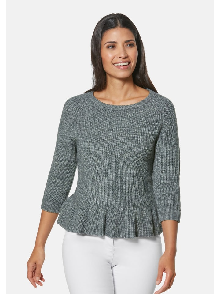 

MADELEINE Пуловер с баской, серый/меланжевый