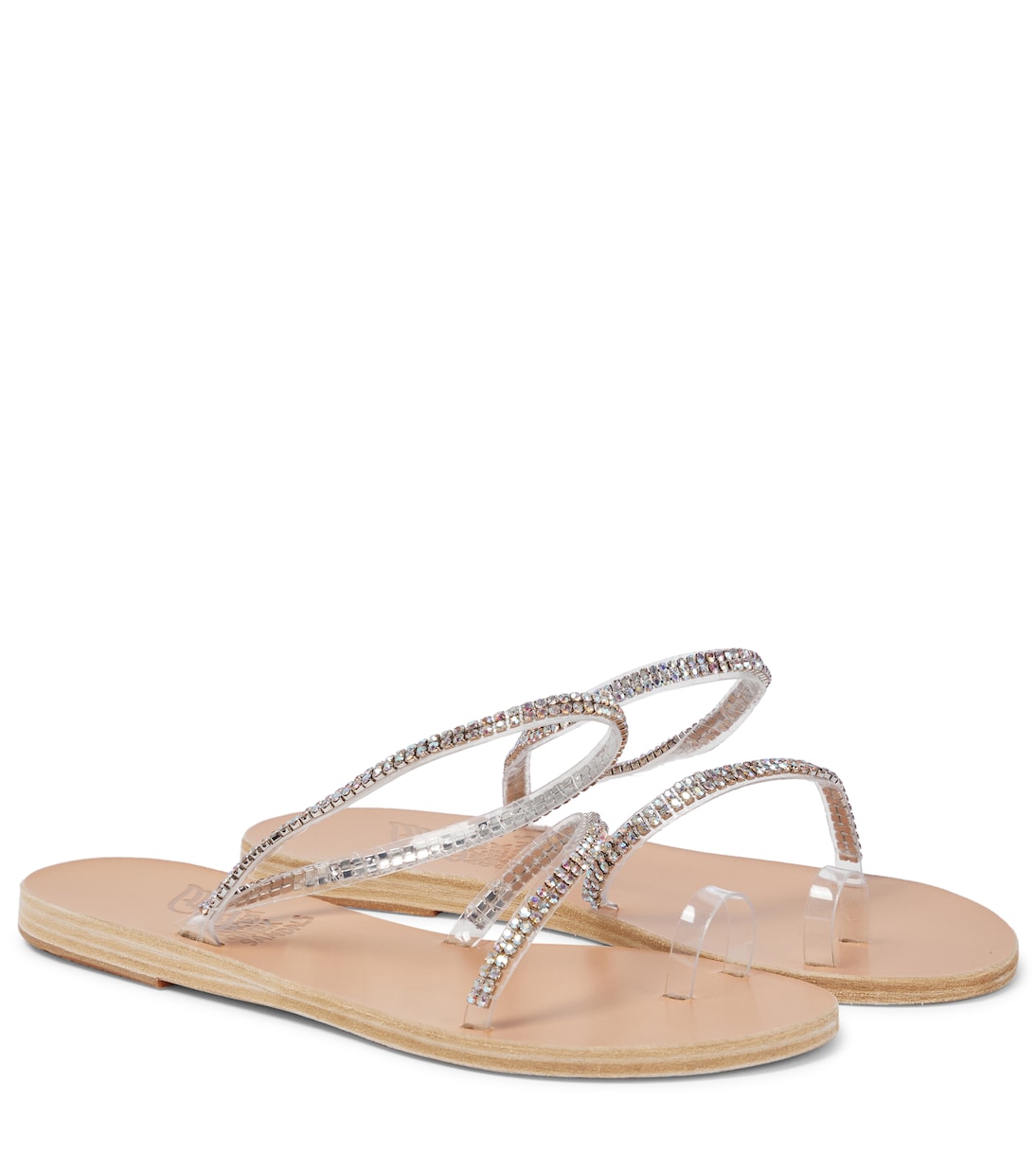 Босоножки с декором от Ирины Ancient Greek Sandals, Iridescent Crystal Natural