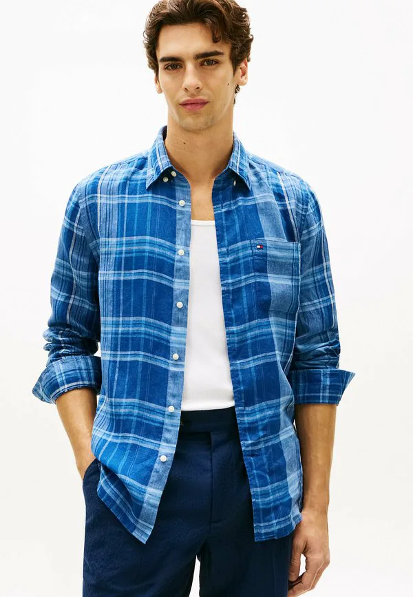 Рубашка в клетку «мадрас» стандартного кроя Tommy Hilfiger, Brisk Blue Check
