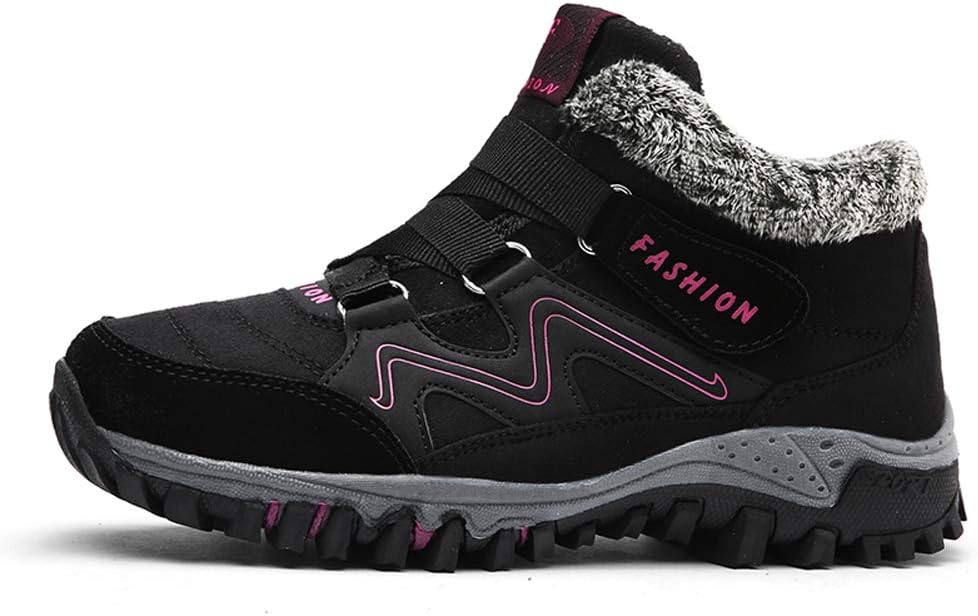 

Мужские зимние уличные ботинки для снега, походов и треккинга, теплые ботинки для скалолазания, средней высоты, с мехом и плюшем, модные на шнуровке Asifn, Black/Red