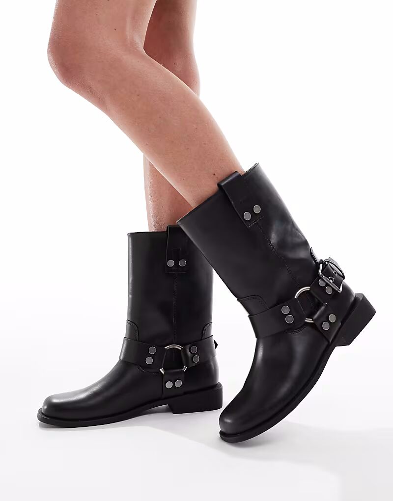 Женские ботинки ASOS DESIGN Arley в байкерском стиле с заклепками, черный — фото 3