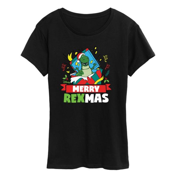 

Женская футболка с принтом «История игрушек» Merry Rexmas Disney / Pixar, черный