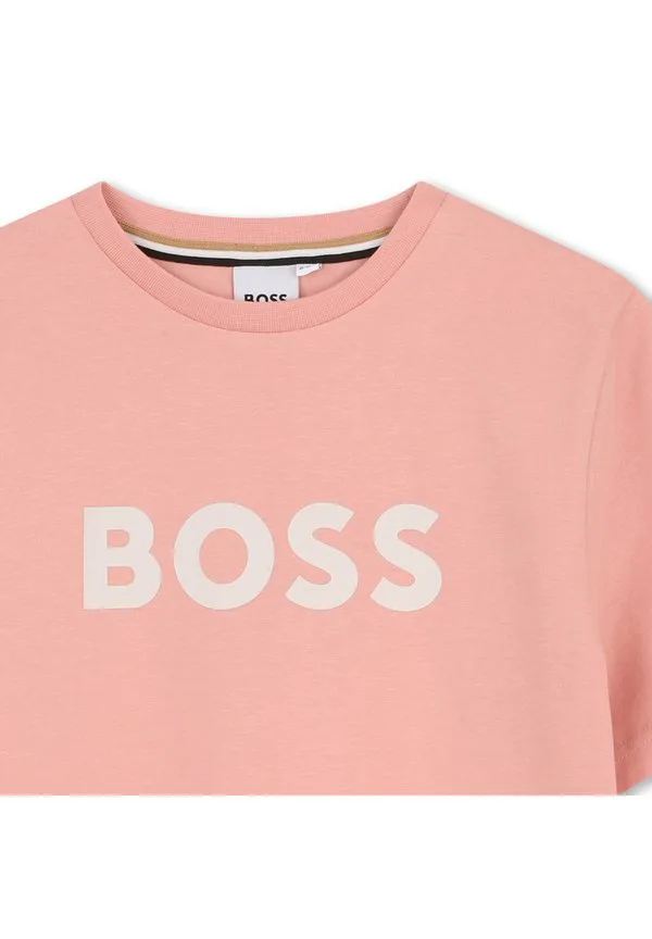 Детская/Подростковая футболка с короткими рукавами, унисекс, с принтом. Boss Kidswear, Pink Washed Pink — фото 3