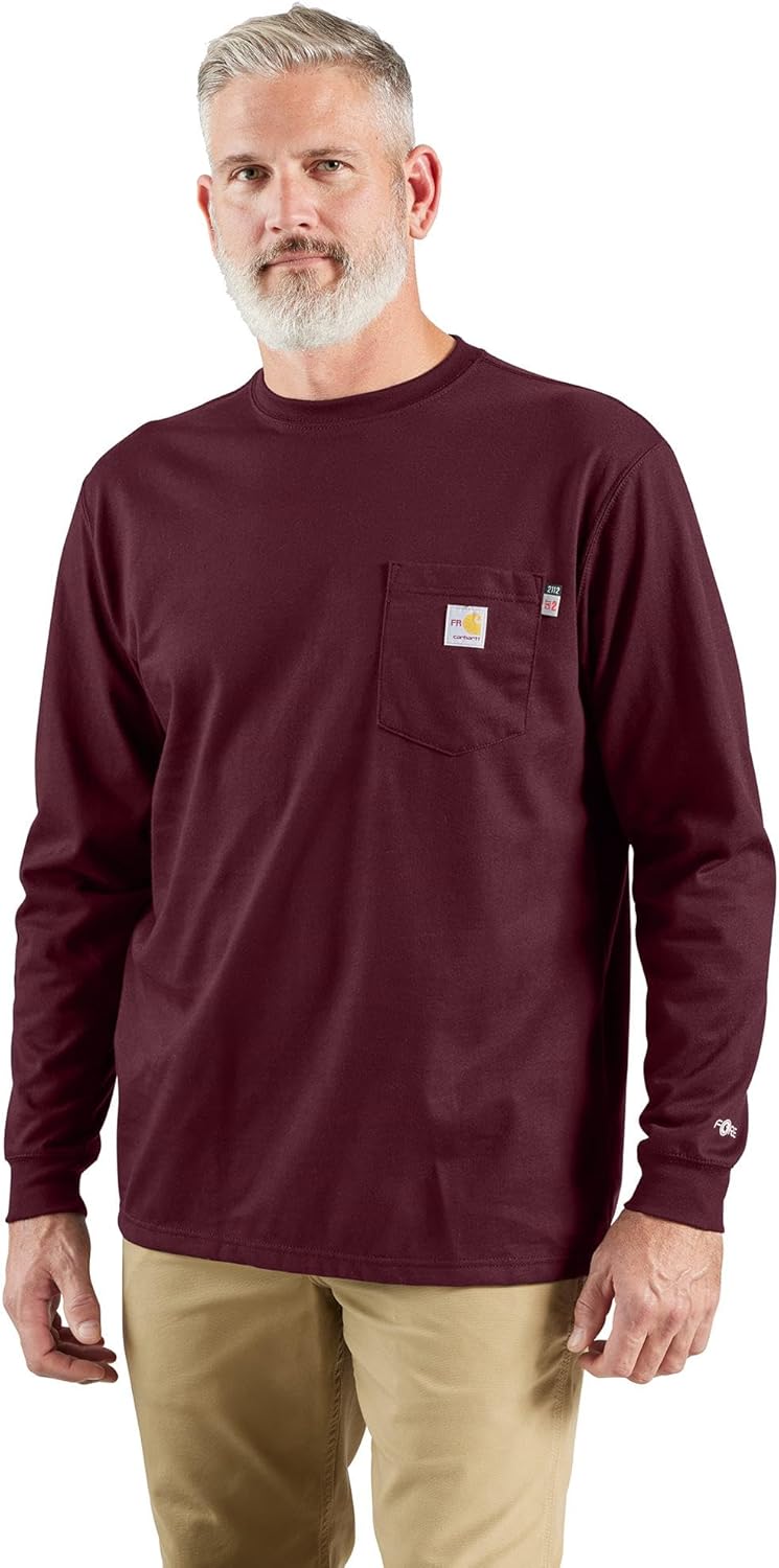 

Carhartt мужская огнестойкая футболка Force Cotton с длинным рукавом, Port