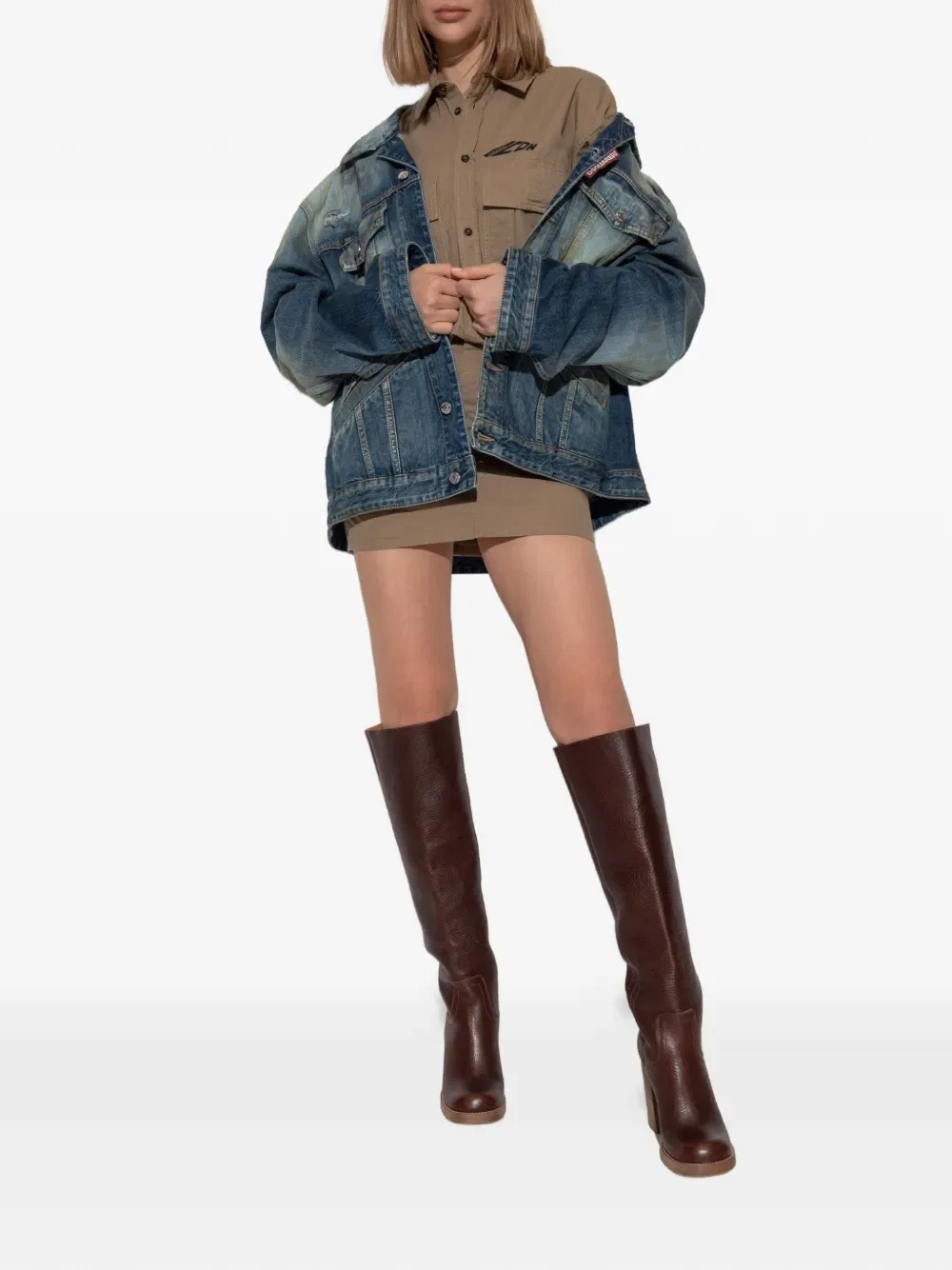 Потертая выцветшая джинсовая куртка Dsquared2, синий — фото 2