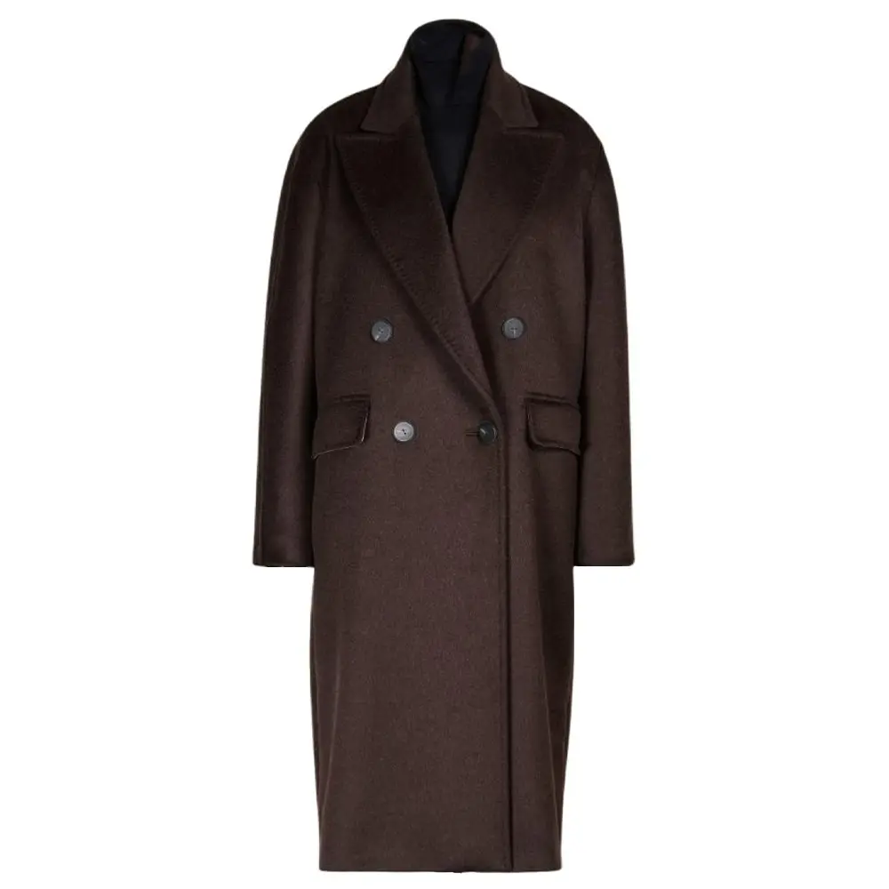 

Maxmara Женское пальто с коричневыми лацканами, умеренно прямой крой