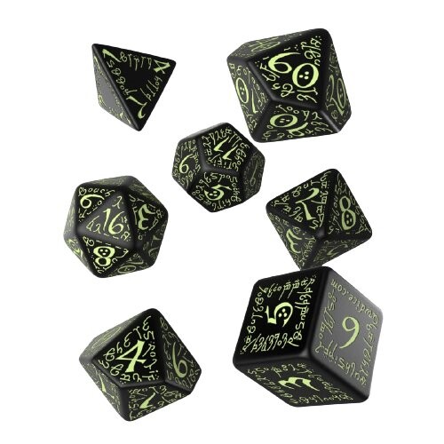 

RPG Dice Elvish Набор из 7 фосфоресцирующих кубиков, настольная игра, Q-WORKSHOP