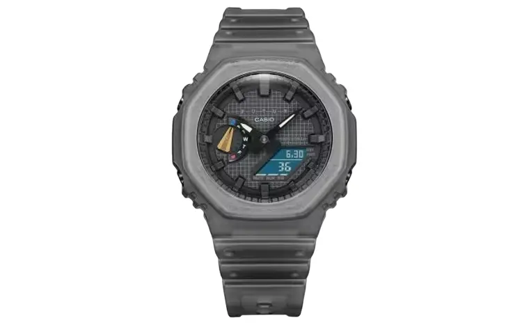 

CASIO Часы Men Liquid Crystal/Analog Dual Display Series Gray Watch GA-2100FT-8A, Dark Gray Watch Dial