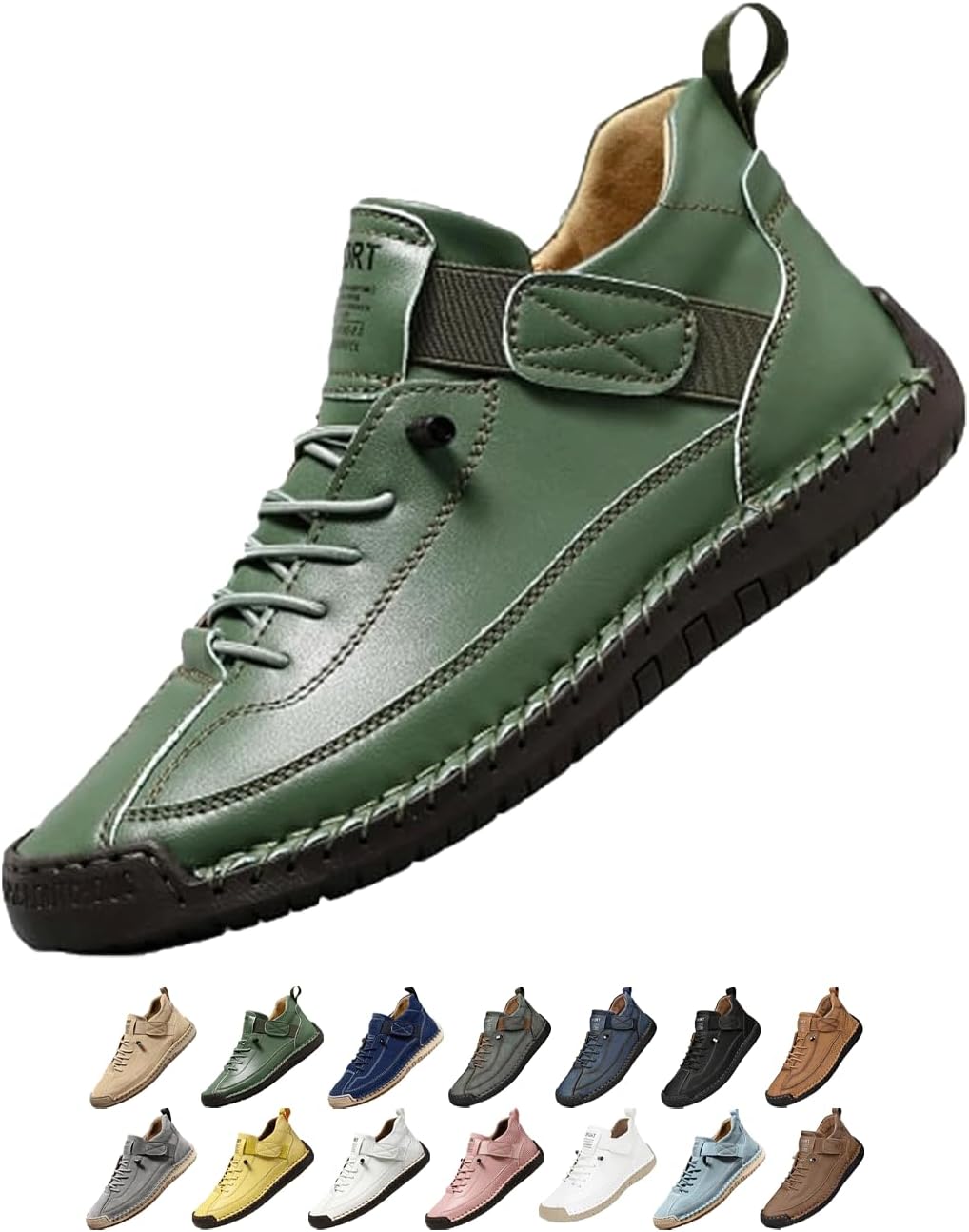 

Удобные ортопедические кроссовки, регулируемые кожаные кроссовки, легкие повседневные лоферы с противоскользящей подошвой Generic, темно-зеленый