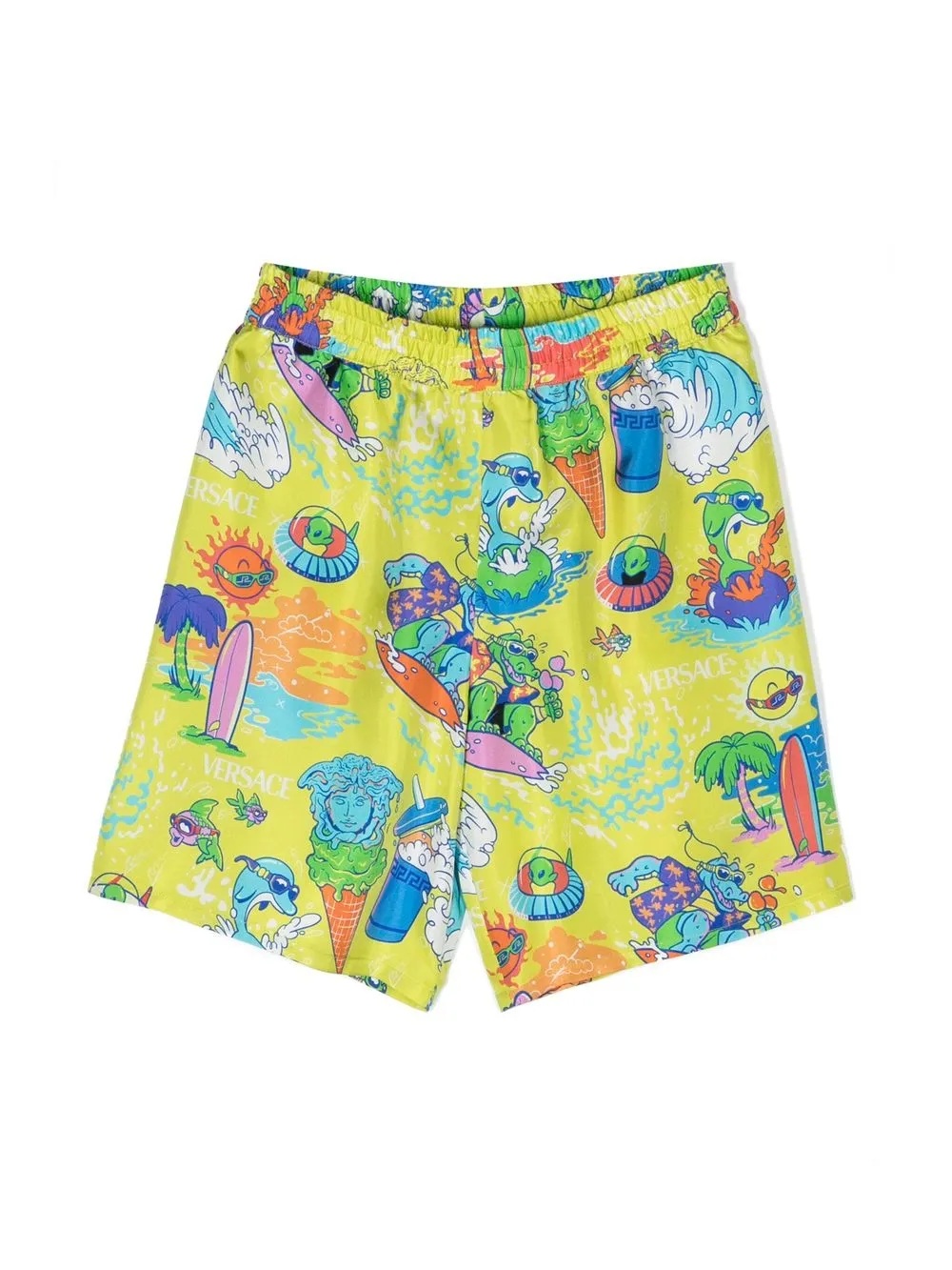 Шелковые шорты с логотипом Versace Kids, желтый