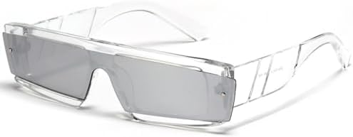 

Мужские прямоугольные солнцезащитные очки в маленькой оправе, винтажные панк-спортивные солнцезащитные очки для женщин, цельные солнцезащитные очки UV400 MTZJH, Clear Silver