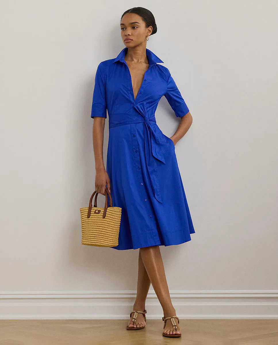 

Платье миди с короткими рукавами Lauren Ralph Lauren, синий
