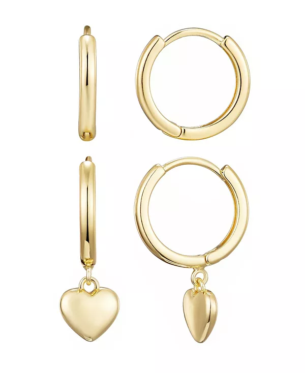 

Комплект позолоченных сережек-сердец в форме хаги Adornia, gold