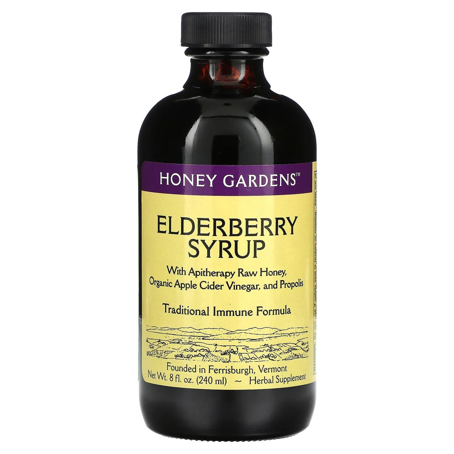 

Honey Gardens Сироп из бузины с апитерапией меда прополисом и бузиной 8 жидких унции (240 мл)