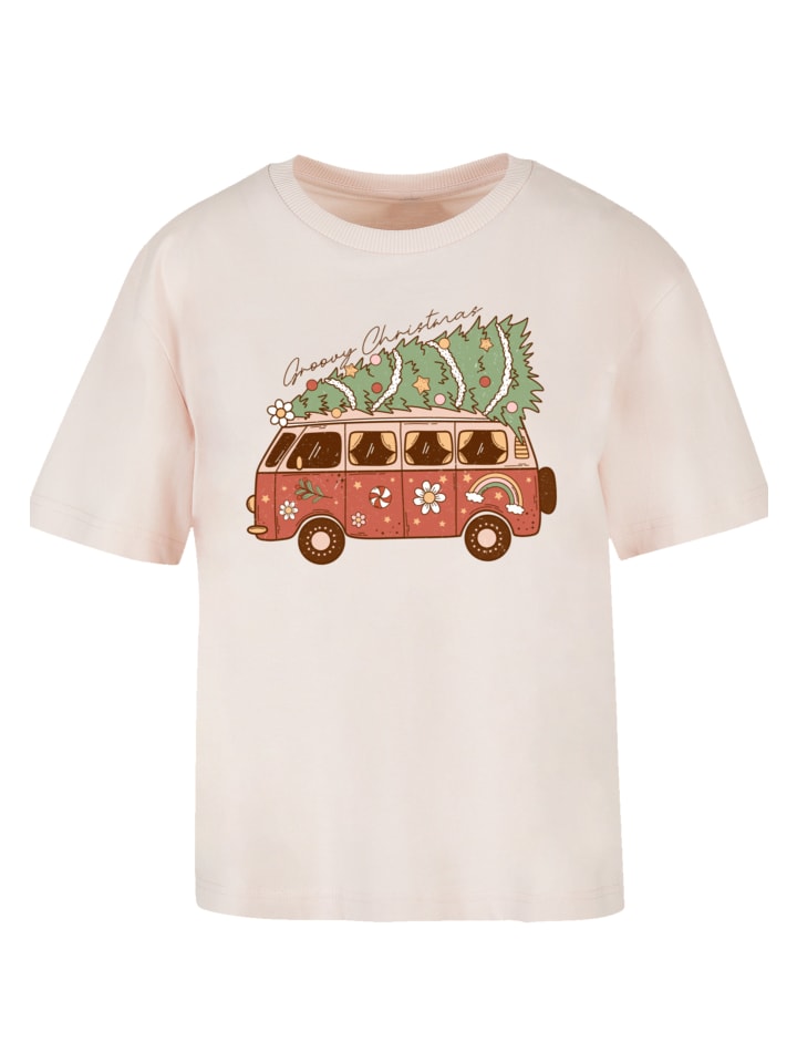 

Футболка Groovy Christmas Camper Van розового цвета F4NT4STIC, Розовый, Футболка Groovy Christmas Camper Van розового цвета F4NT4STIC