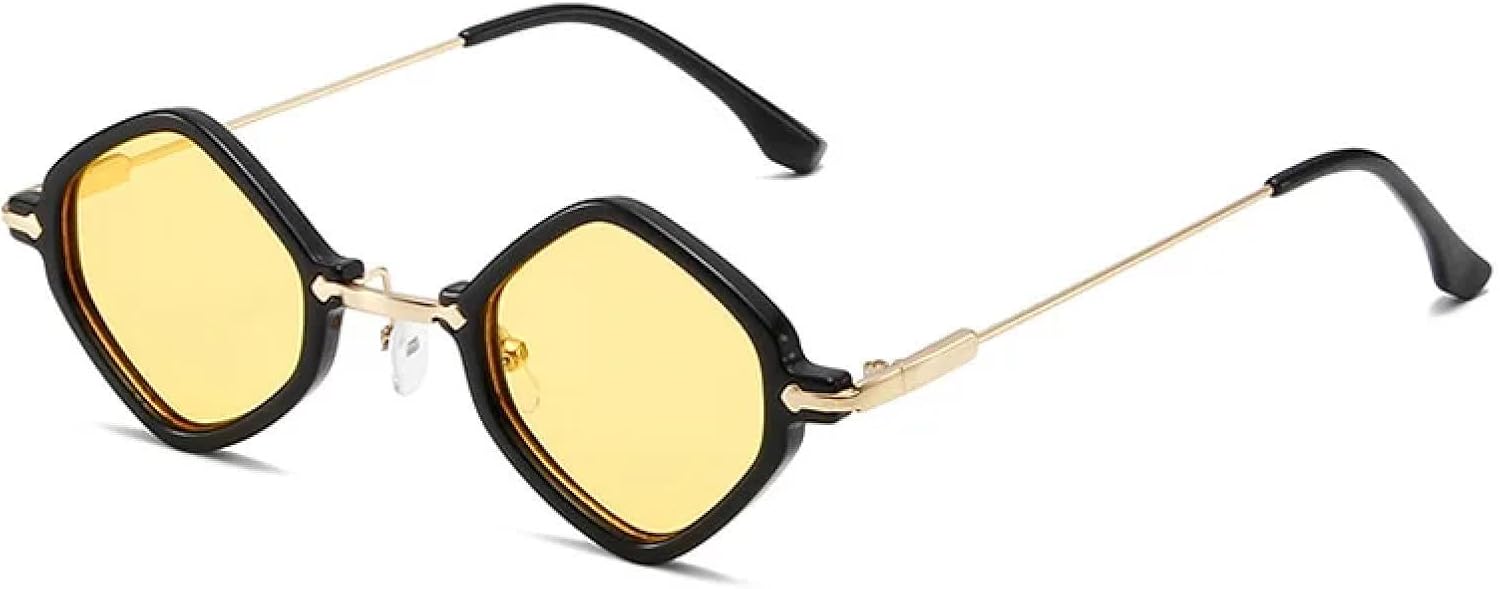 

Солнцезащитные очки неправильной формы для женщин, маленькая оправа, модные очки для мужчин, защита от УФ-излучения UV400, для вождения и путешествий TVTBBVV, Black-yellow