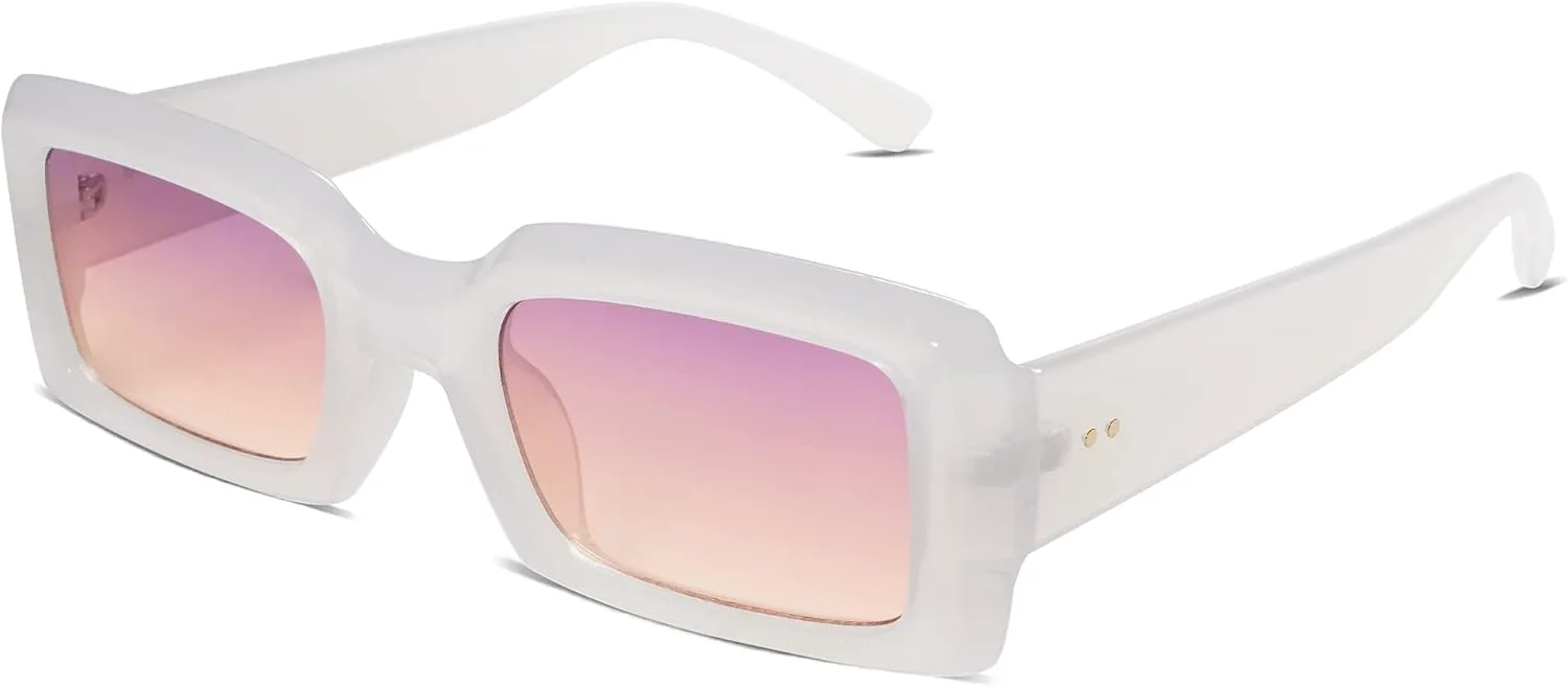 

Солнцезащитные очки Allarallvr Trendy Rectangle для женщин и мужчин, винтажные, квадратные, в стиле 90-х, с толстой оправой, телесного цвета, модель AR82002, Crystal