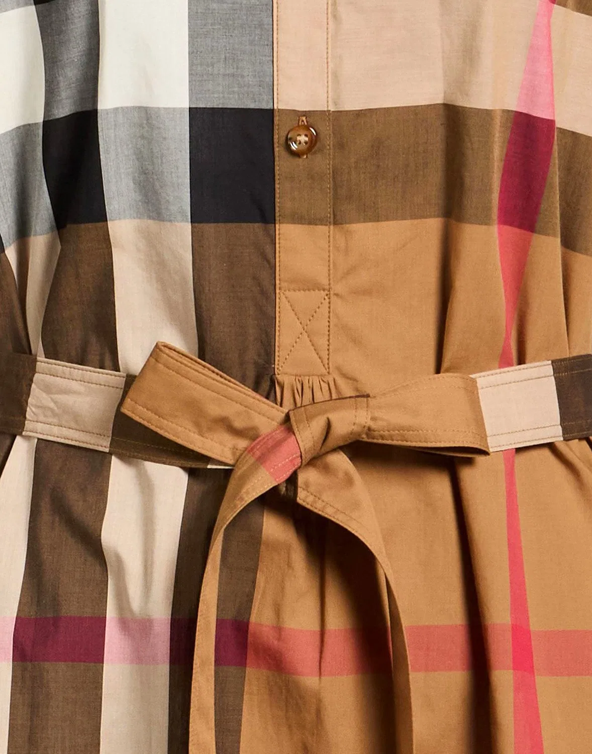 Платье-рубашка миди с принтом BURBERRY светло-коричневое — фото 4