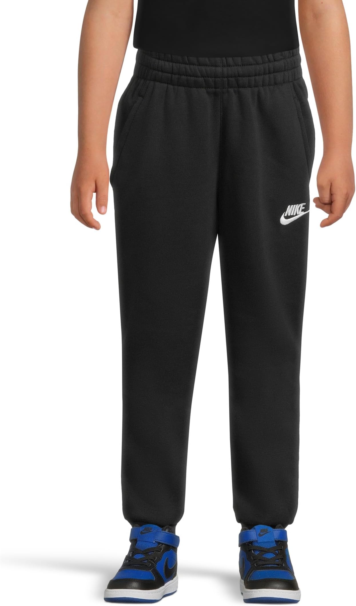 Спортивные флисовые брюки-джоггеры Club Nike Kids, Black/White — фото 4