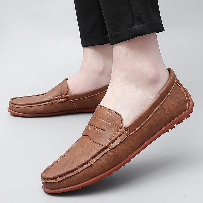 Лоферы мужские из искусственной кожи Light Brown SayfuR — фото 4