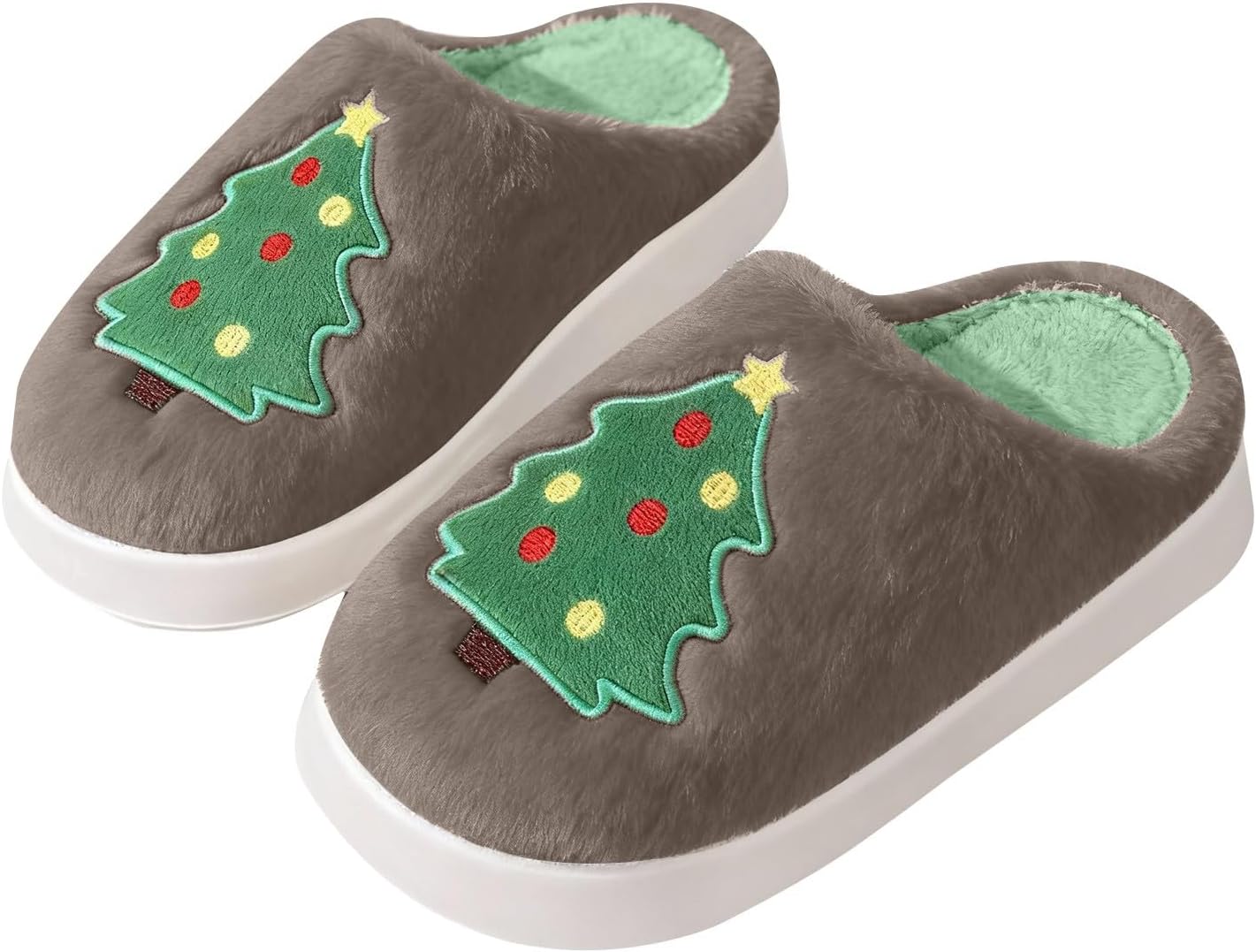 

Рождественские тапочки для женщин и мужчин, пушистые, для дома, спальни, милые, теплые, плюшевые, для дома и улицы Generic, Coffee