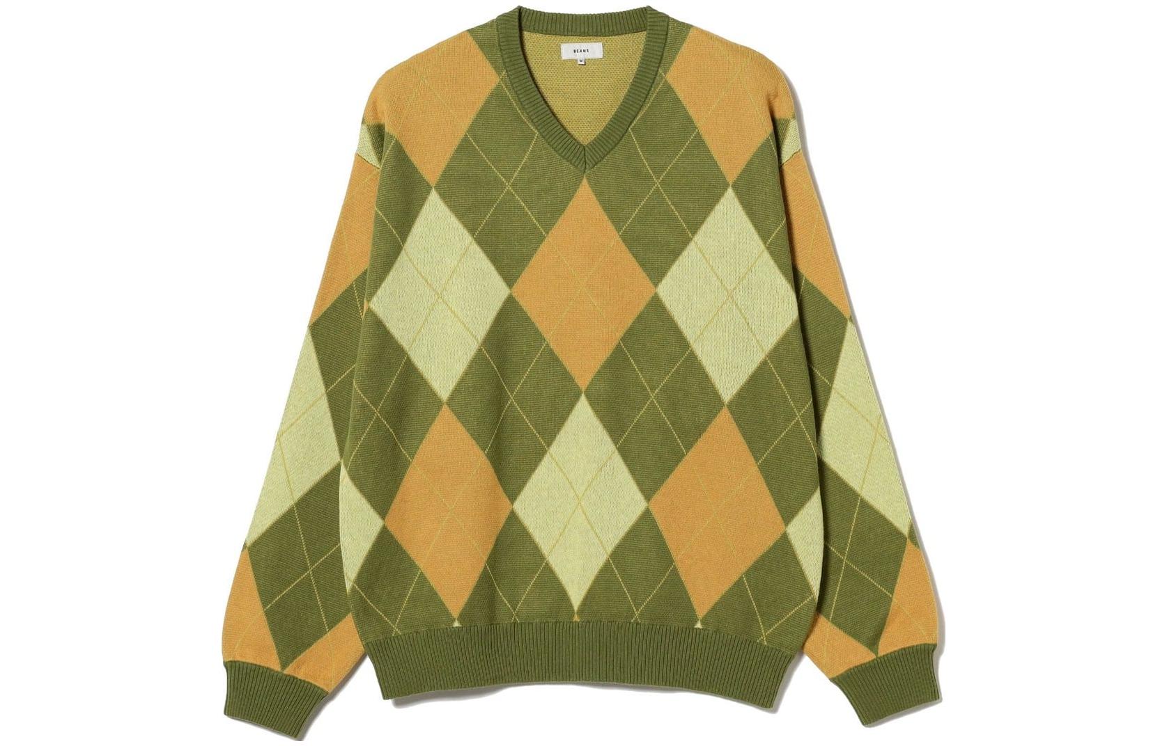 

Трикотажный джемпер мужской с V-образным вырезом Moderate Others Beams, olive