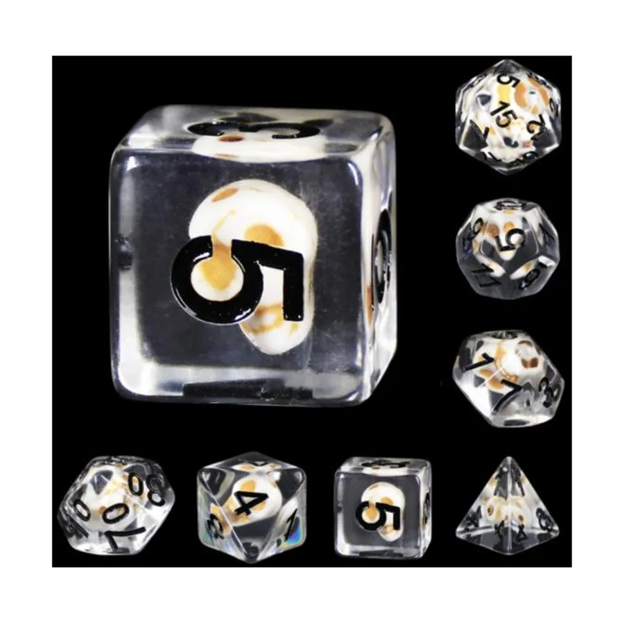 

Набор Poly — каменный череп с черным (7), Dice Sets - Resin/Acrylic - Rainbow & Multi-Colored (Foam Brain Games)