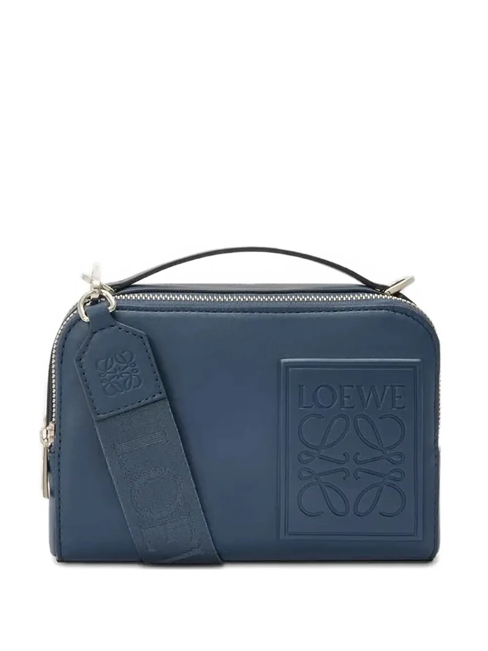 

Мини-сумка-тоут из кожи с тисненым логотипом LOEWE, синий