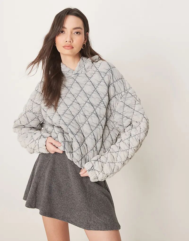 

Стеганая толстовка с капюшоном серого цвета ASOS DESIGN