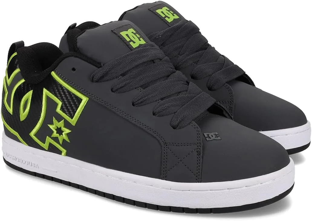 Мужские кожаные кроссовки DC Shoes Court Graphic, черный/зеленый/серый — фото 2