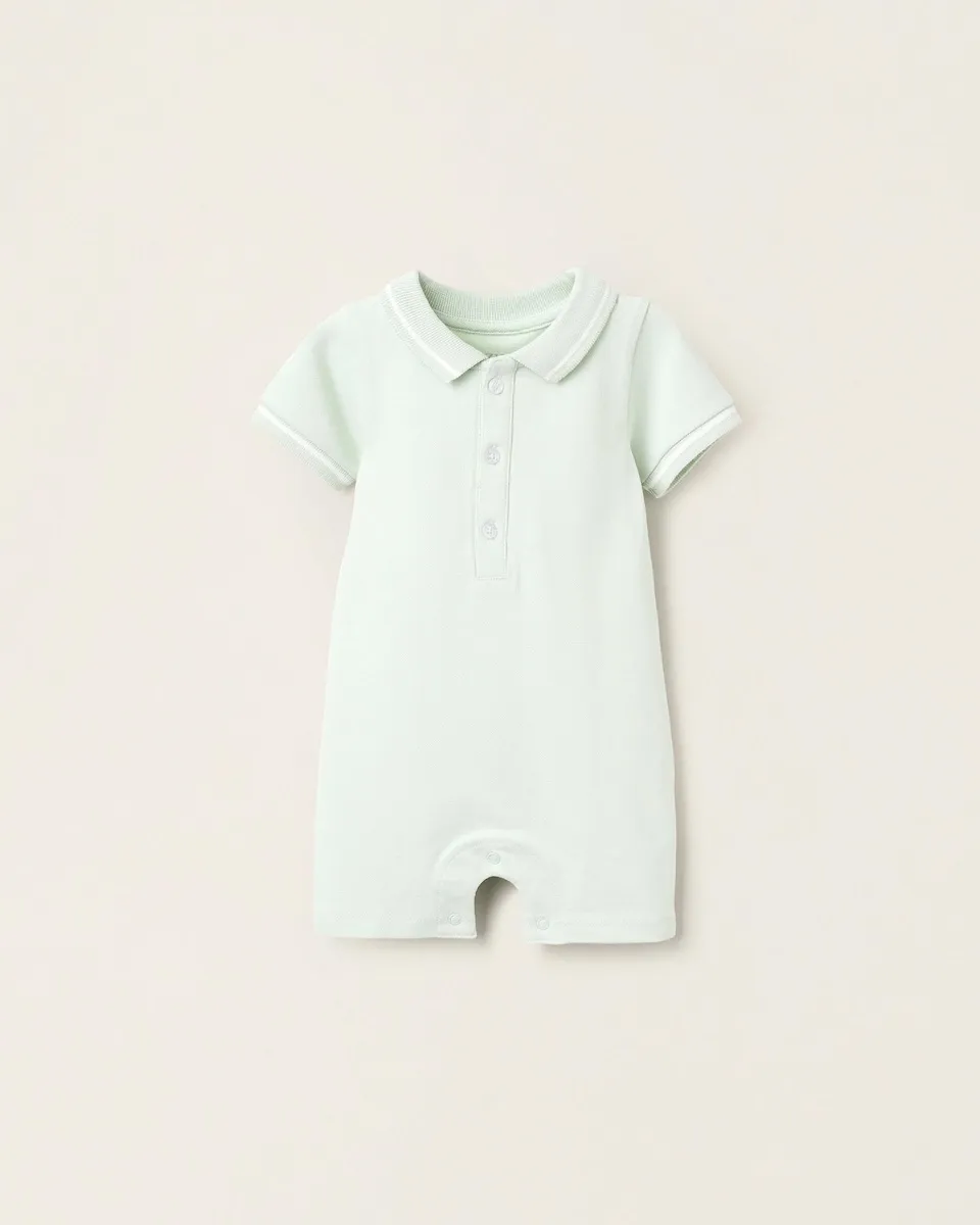 

Детский комбинезон из пикейной ткани с пуговицами/кнопками Zippy, светло-зеленый