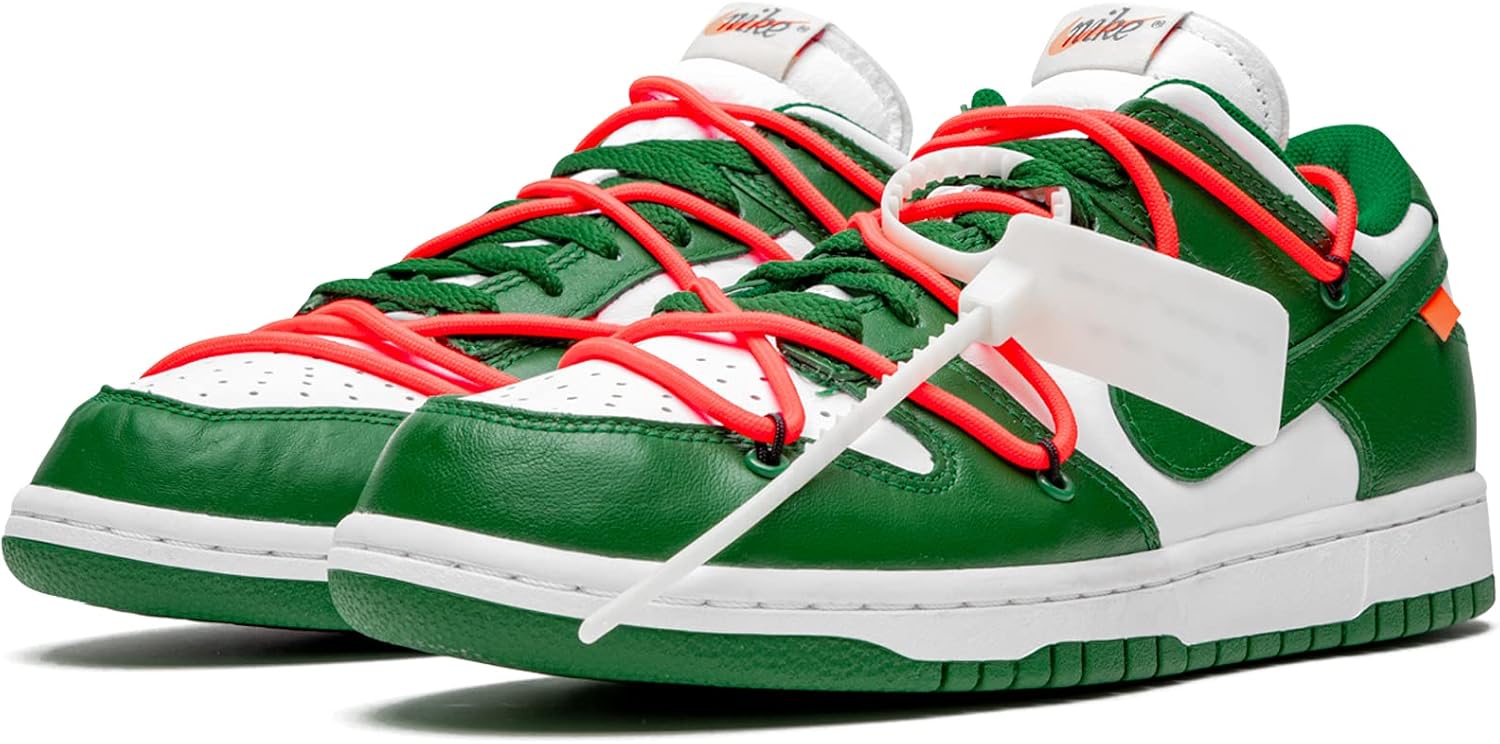 Красные и белые кроссовки Nike x Off-White Dunk Low — фото 2