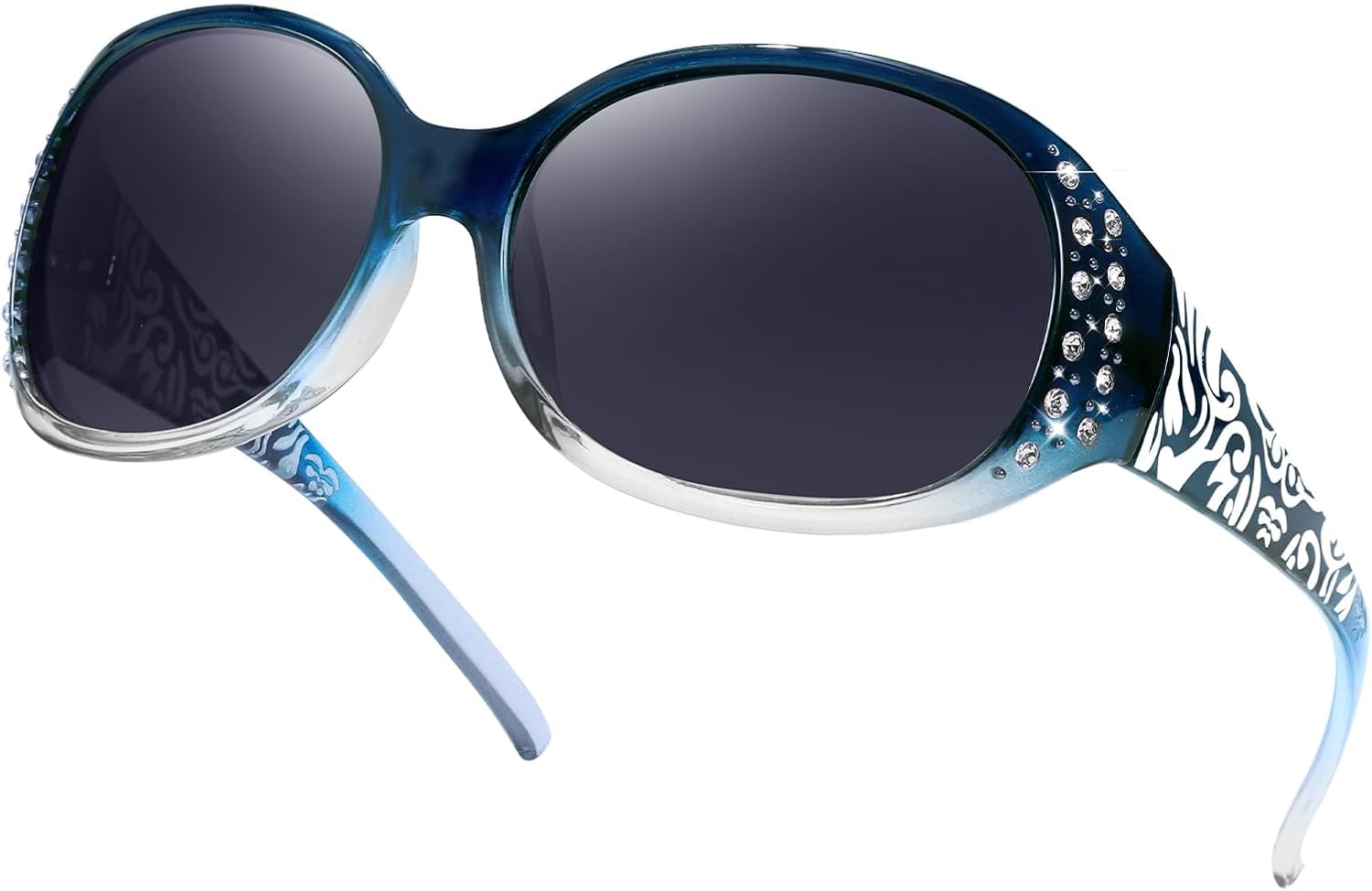 

Женские поляризованные солнцезащитные очки IGnaef с украшениями из страз, защита от УФ-излучения UV400, подходят для вождения, рыбалки и покупок, C01 Gradient Blue | Smoke