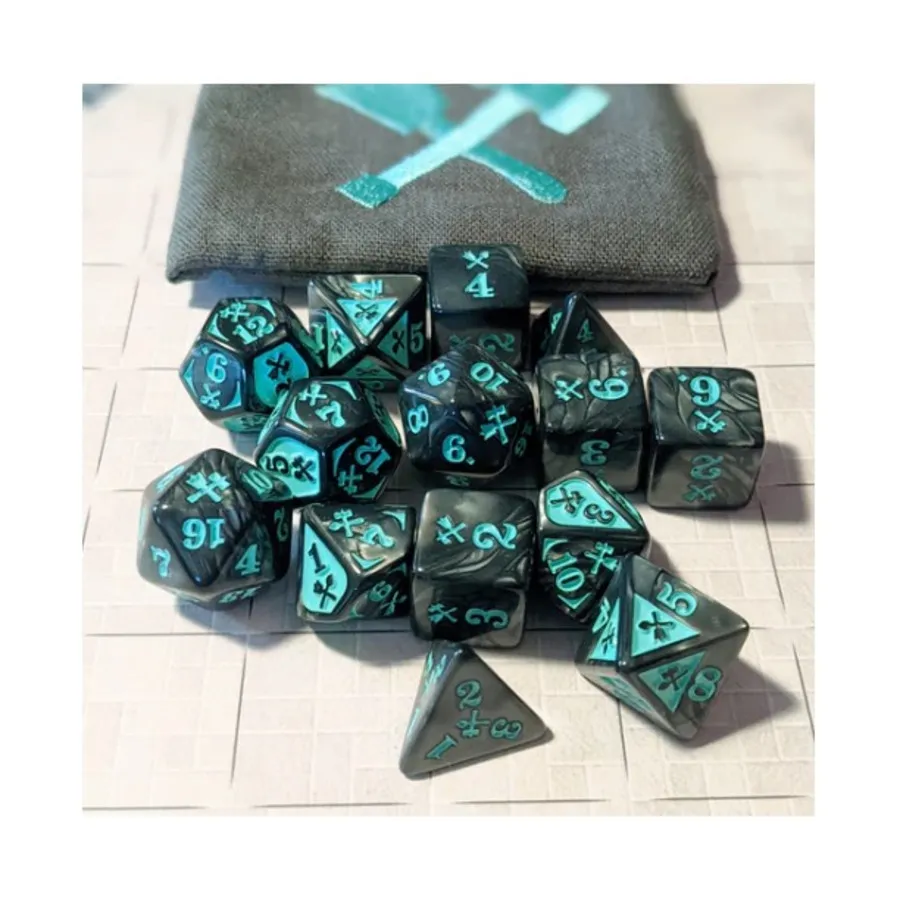 

Дробящий урон — акрил, мрамор с бирюзовым цветом (14), Damage Dice