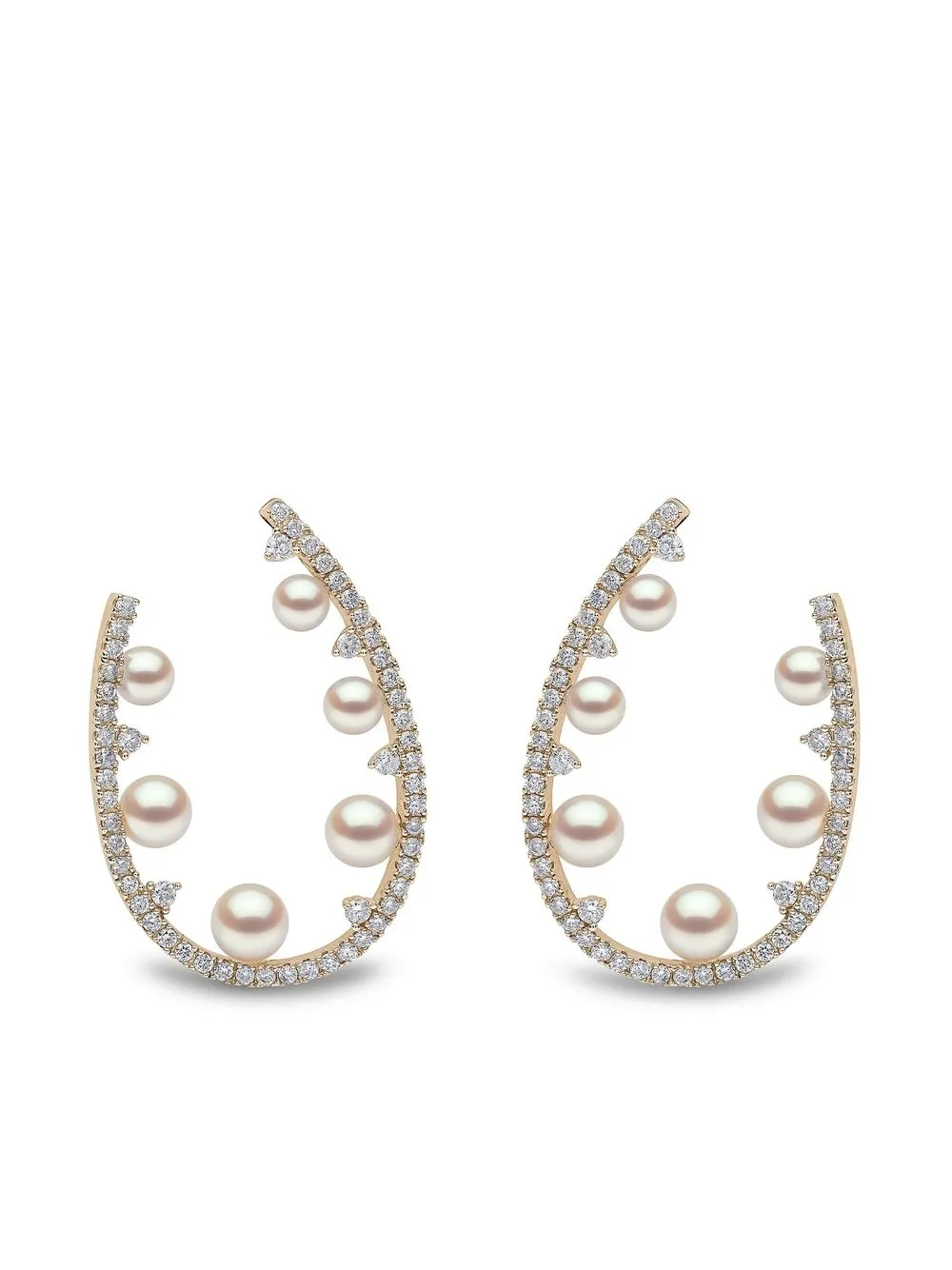 

Серьги-кольца Sleek из желтого золота с жемчугом и бриллиантами Yoko London, золотой