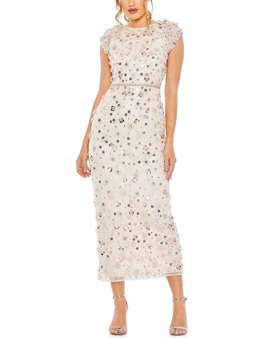 

Вечернее платье Mac Duggal с кружевными рукавами и цветочной аппликацией