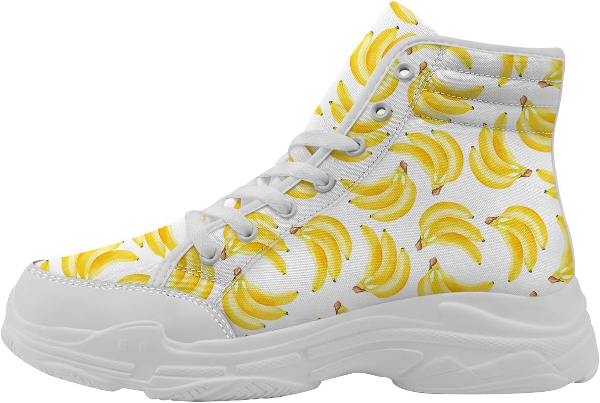 

Кеды на шнуровке унисекс Banana Shoes с высоким верхом из канвы, подарок для него и для нее Quorax, белый/желтый