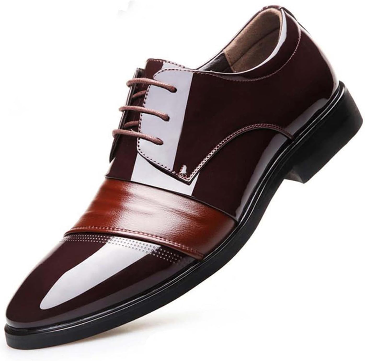 

Мужские повседневные деловые кожаные туфли, удобные шнурованные противоскользящие оксфорды, смокинг, выпускной, свадебные, формальные туфли Lnistride, коричневый
