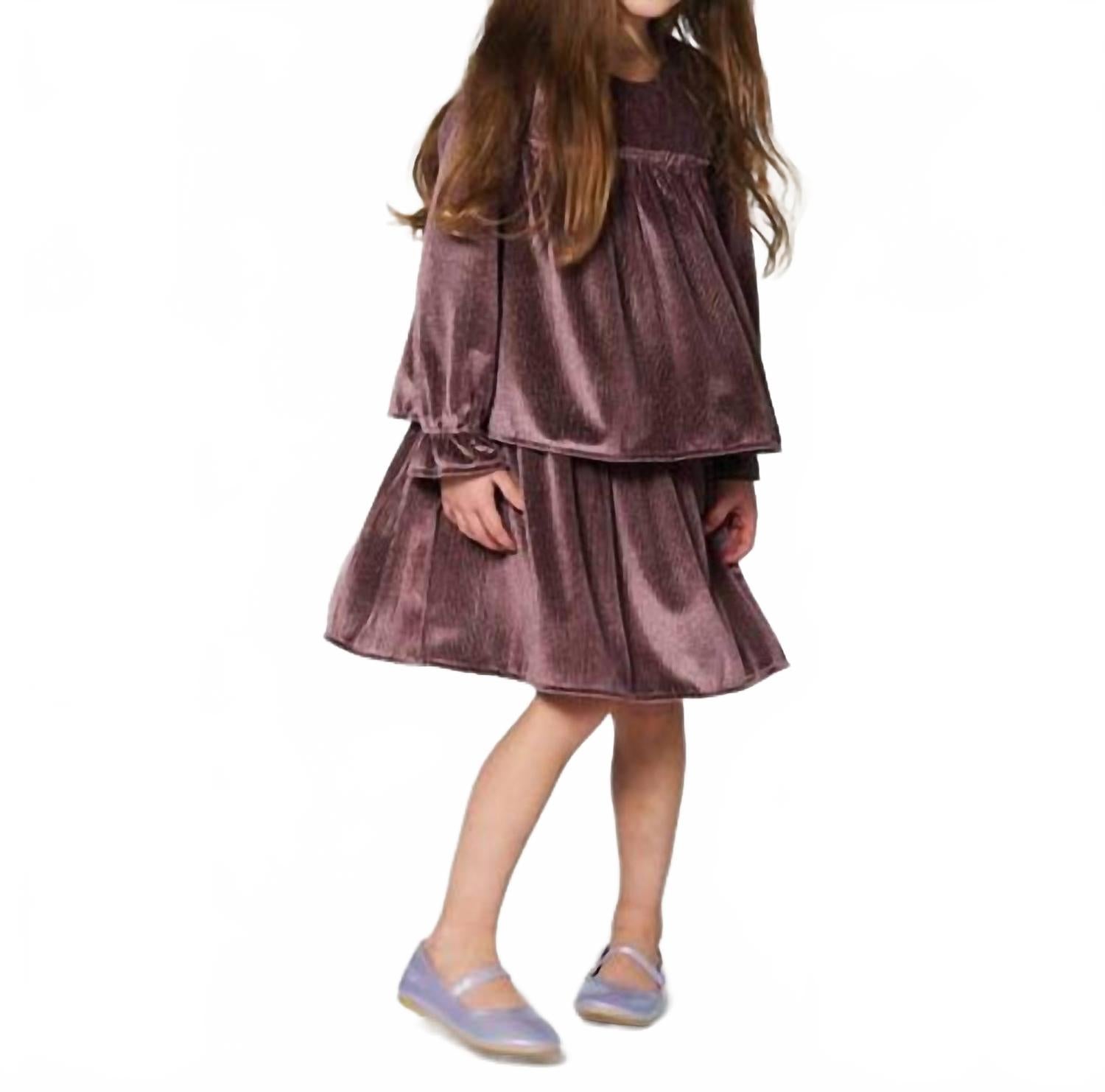 

Плиссированное металлизированное платье с рюшами в цвете сливы Deux par Deux, Prune