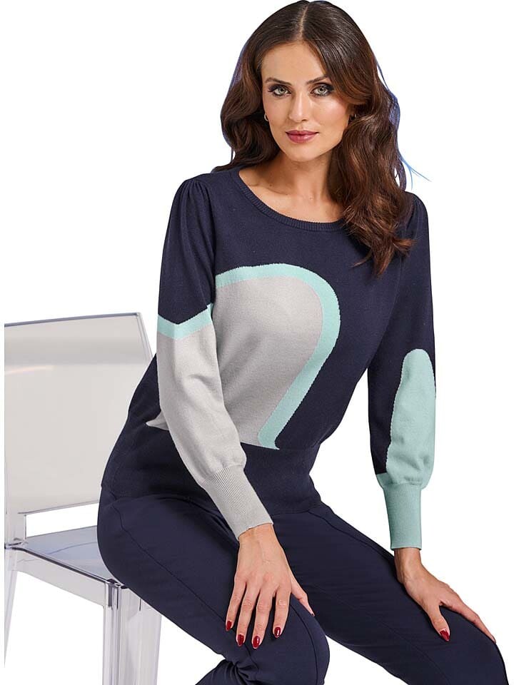 

Пуловер Heine Pullover, цвет Dunkelblau/Grau