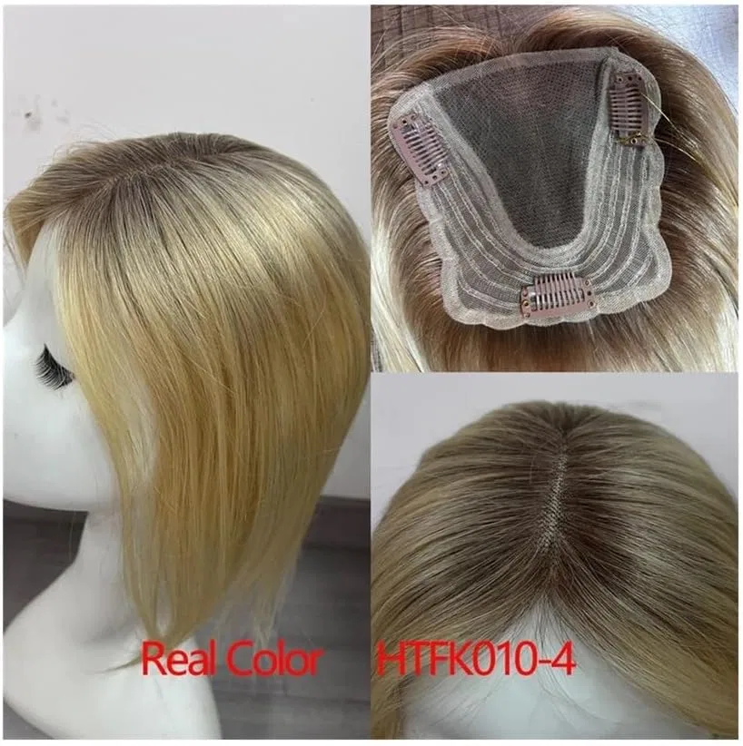 Женский шиньон-топпер из натуральных волос 14 дюймов Ysxxian, Ombre Blonde Mix Brown — фото 2