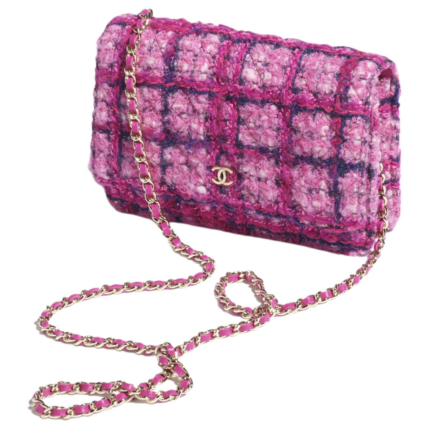 CHANEL Мягкая твидовая мини-сумка через плечо для женщин с золотистой металлической фурнитурой, розовая — фото 2