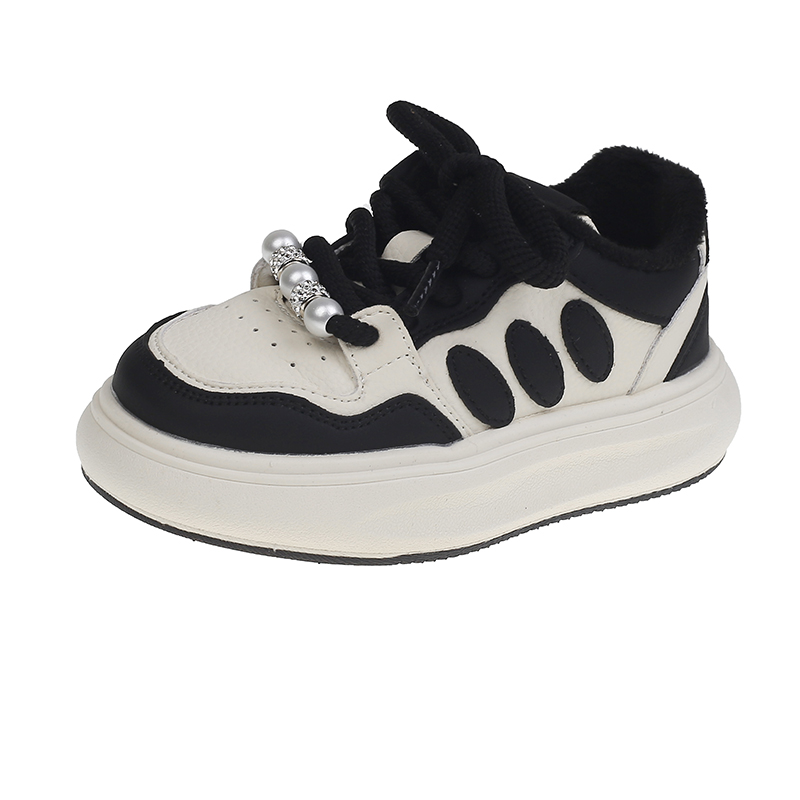 

Нескользящие, износостойкие, легкие, амортизирующие, теплые, низкие детские кроссовки для скейтбординга Wooden Rabbit, черный/белый